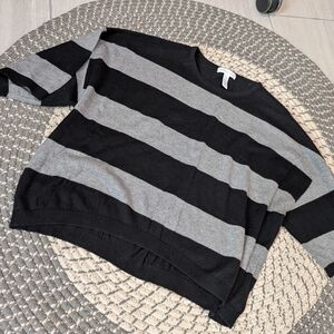 Men's Black and Gray Striped Sweater